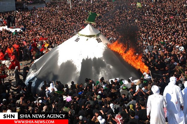 برگزاری مراسم آتش زدن خیمه‌ها هم‌زمان با ظهر عاشورا
