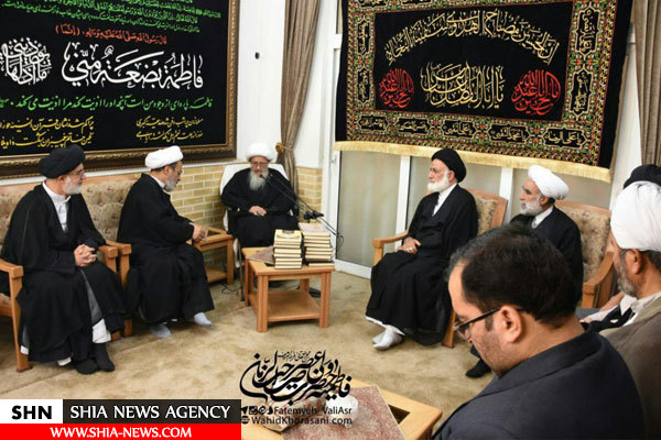 دیدار مسئولین عتبه حضرت ابوالفضل العباس با آیت الله وحید خراسانی+ تصاویر