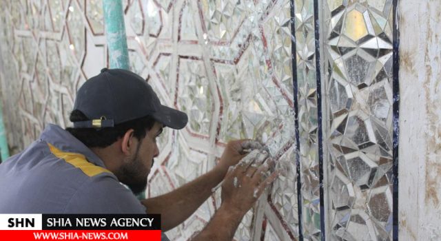 آئینه کاری و زیباسازی حرم حضرت ابوالفضل به اتمام رسید