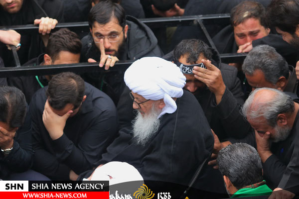 دسته عزاداری آیت الله وحید خراسانی در روز شهادت امام حسن عسکری(ع)
