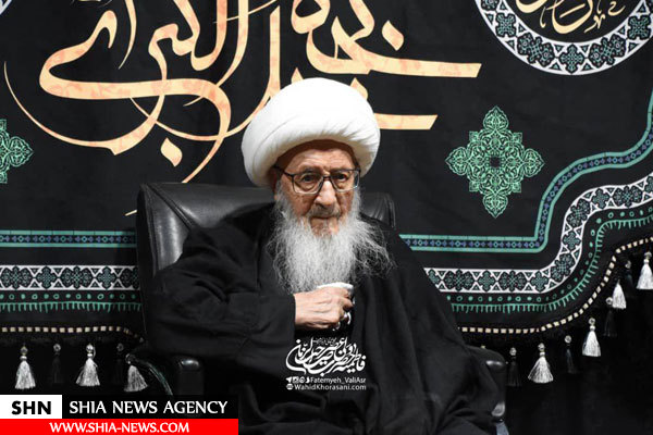 تصاویری از عزاداری رحلت حضرت خدیجه در دفتر آیت الله وحید خراسانی
