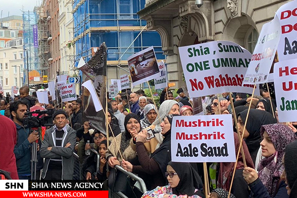 تجمع مقابل سفارت عربستان در لندن به مناسبت سالروز تخریب بقیع
