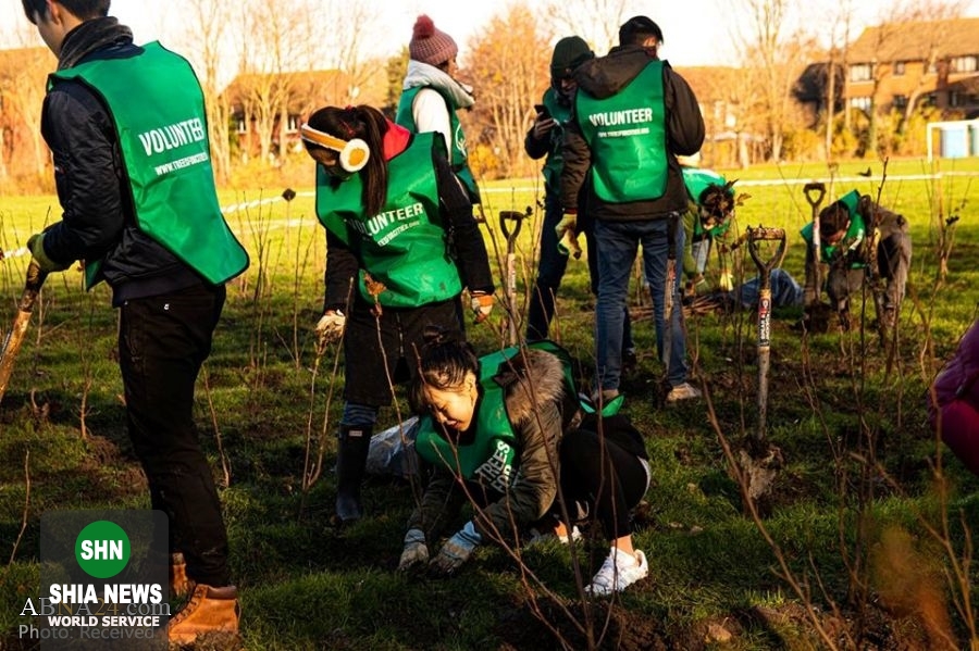 کاشت نهال در لندن با مشارکت موسسه خیریه انجمن وحدت اسلامی شیعیان