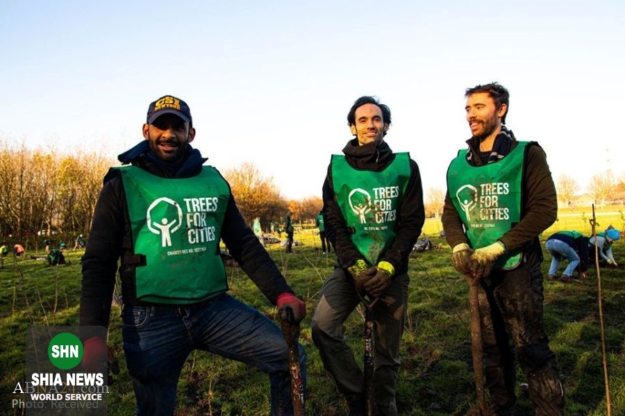 کاشت نهال در لندن با مشارکت موسسه خیریه انجمن وحدت اسلامی شیعیان