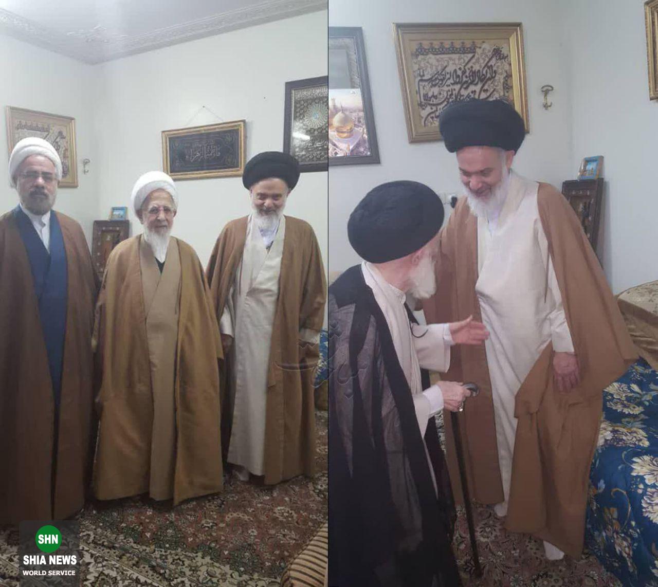 عیادت آیات عظام شبیری زنجانی و جوادی آملی از آیت الله حسینی بوشهری