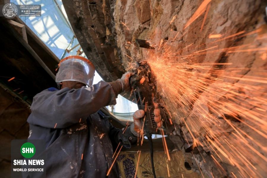 پیشرفت قابل توجه در پروژه ترمیم مناره شمالی آستان مطهر علوی