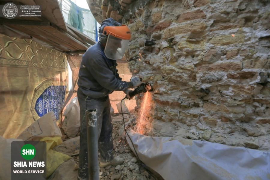 پیشرفت قابل توجه در پروژه ترمیم مناره شمالی آستان مطهر علوی