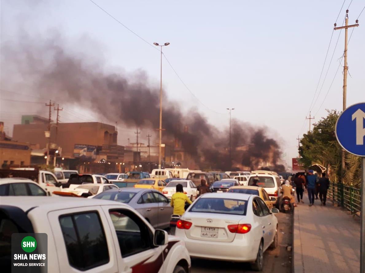 بستن برخی راه&zwnj;ها در کربلا و نجف توسط معترضان +تصاویر