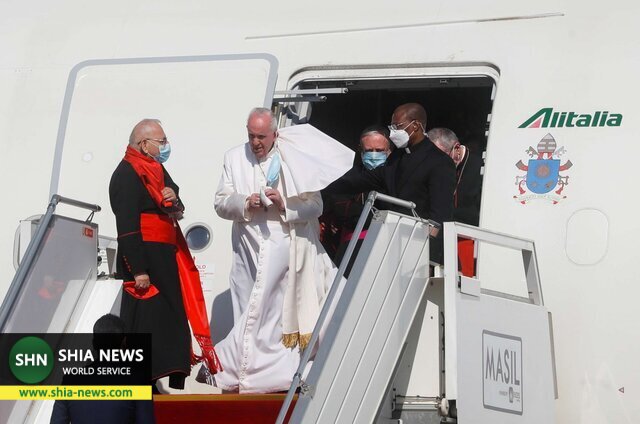سفر تاریخی پاپ فرانسیس به عراق آغاز شد/ زائر صلح وارد بغداد شد