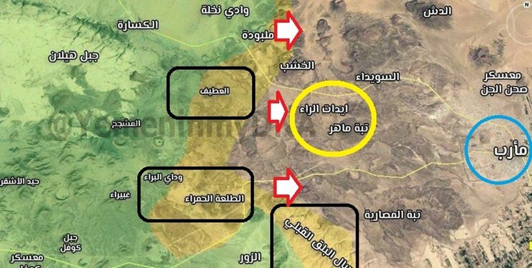 پیشروی ارتش یمن به مرکز استان مأرب + نقشه‌