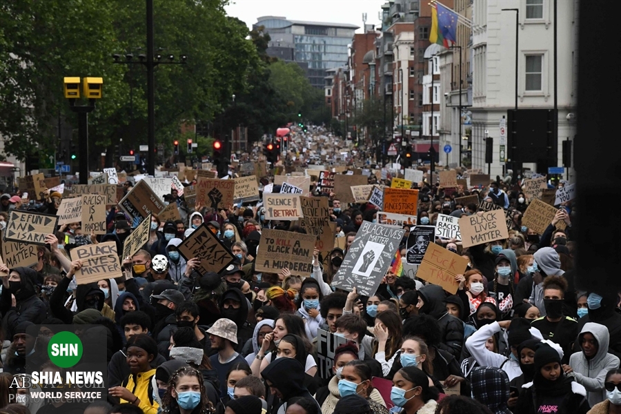 تظاهرات در مرکز لندن ضد نژادپرستی