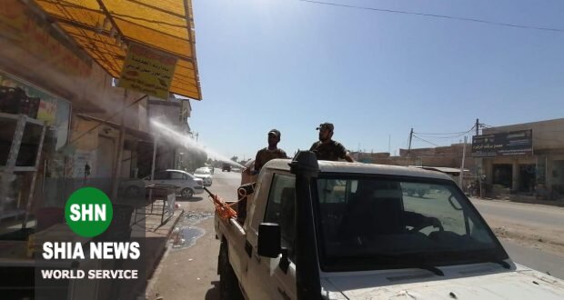 عملیات ضد عفونی و گندزدایی حشد الشعبی در نجف اشرف