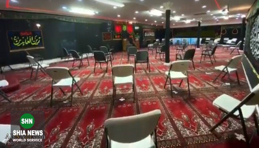 سیاه پوش کردن مرکز اهل بیت(ع) در شیکاگو برای عزاداری محرم