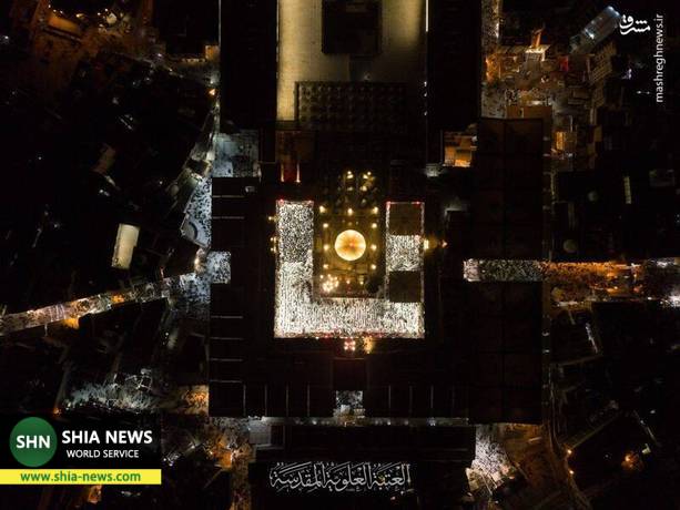 تصاویر هوایی از حرم علوی در شب رحلت پیامبر(ص)