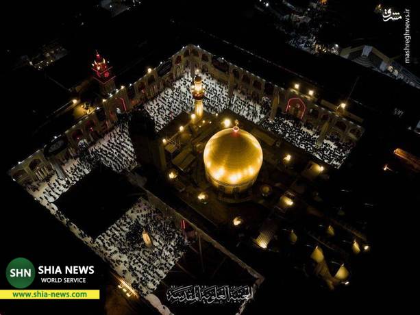 تصاویر هوایی از حرم علوی در شب رحلت پیامبر(ص)