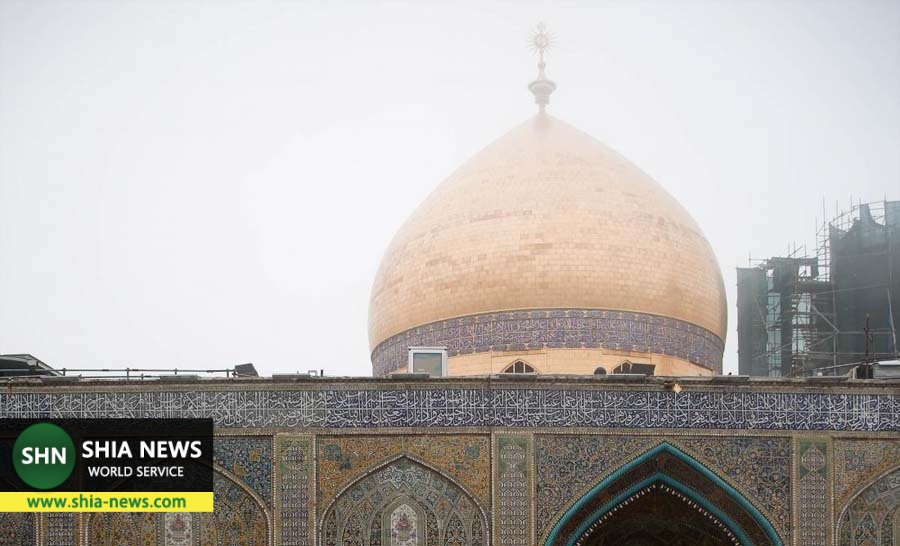 تصاویری از حرم امام علی(ع) در یک روز مه آلود