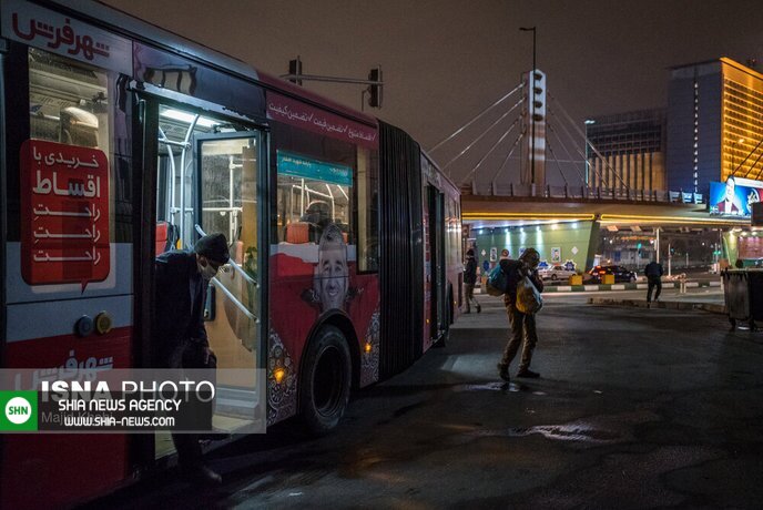 اتوبوس خوابی در اتوبوس شب