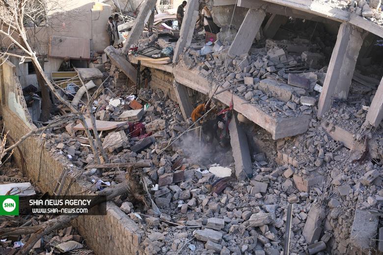 تصاویری از مرگبارترین حملات هوایی ائتلاف آل‌سعود به صنعا