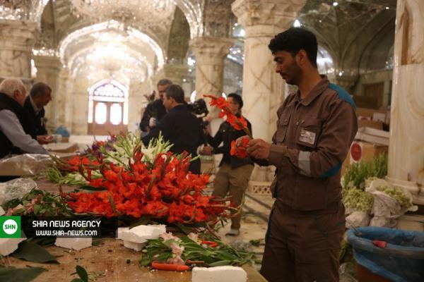تصاویر/ تزیین و گل آرایی حرم امام علی(ع) به مناسبت عید مبعث