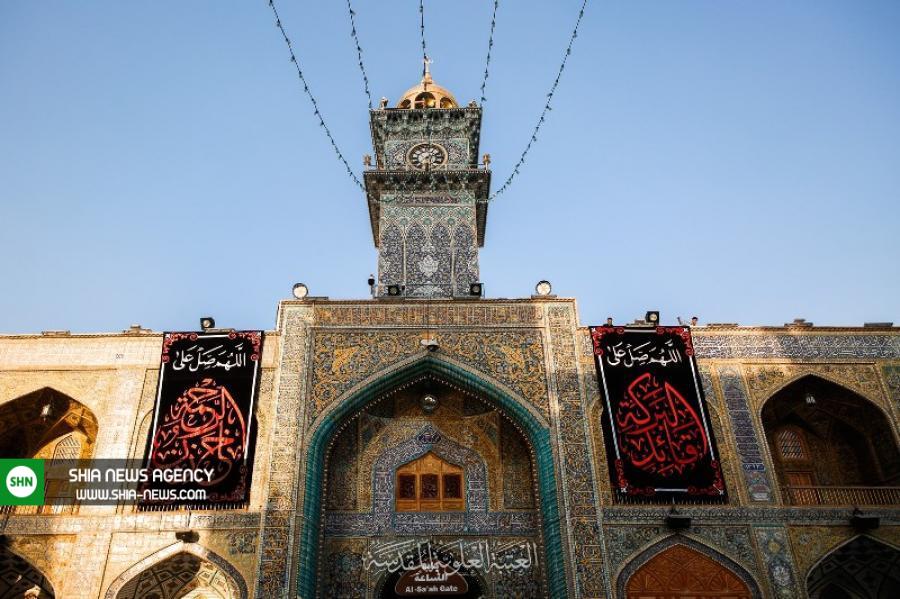 صحن و سرای حرم امیرالمومنین(ع) سیاه پوش شد