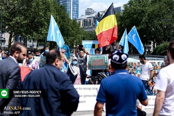 تصاویر/ همبستگی با مسلمانان اویغور در بروکسل
