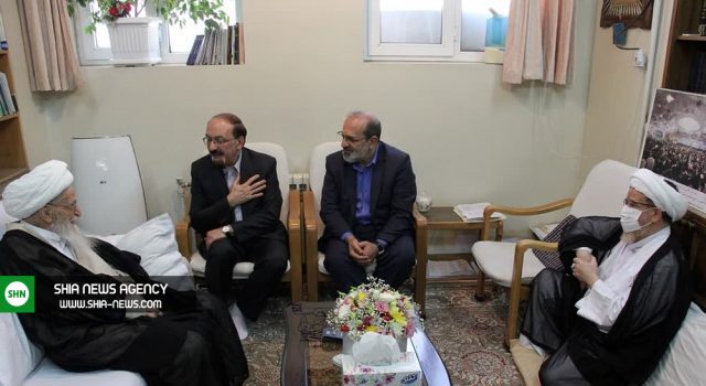 اهدای پرچم بارگاه ملکوتی امیرالمؤمنین (ع) به آیت الله صافی گلپایگانی + تصاویر اهدای پرچم بارگاه ملکوتی امیرالمؤمنین (ع) به آیت الله صافی گلپایگانی + تصاویر
