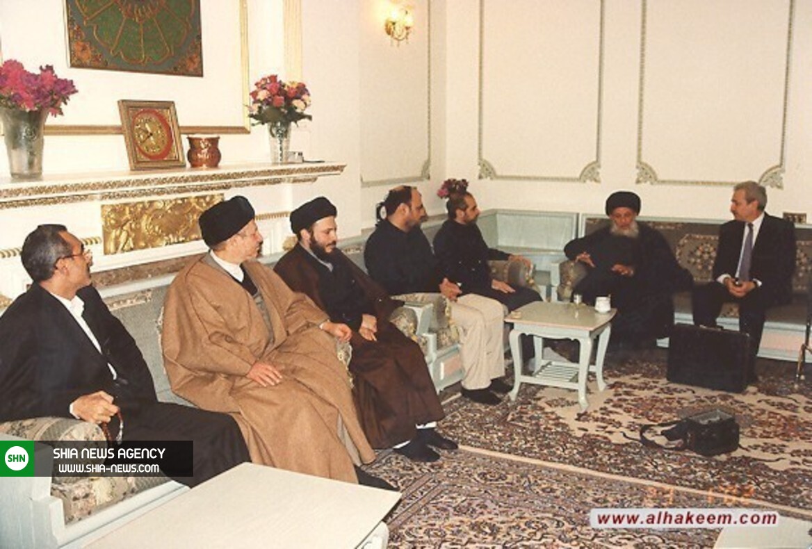 آیت&zwnj;الله سیدمحمد سعید حکیم در پیاده&zwnj;روی اربعین + فیلم و عکس