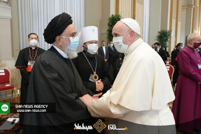 آیت الله محقق داماد با پاپ دیدار کرد آیت الله محقق داماد با پاپ دیدار کرد
