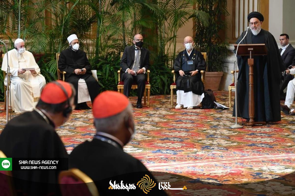 آیت الله محقق داماد با پاپ دیدار کرد آیت الله محقق داماد با پاپ دیدار کرد