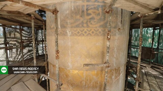 تصاویری از پیشرفت مرمت گلدسته حرم امام علی (ع) تصاویری از پیشرفت مرمت گلدسته حرم امام علی (ع)