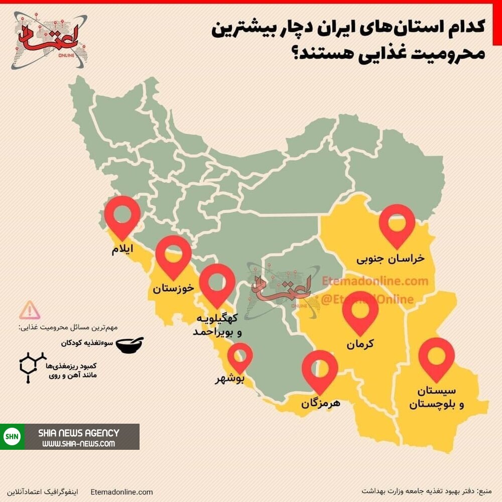استانهایی که دچار بیشترین محرومیت غذایی هستند استانهایی که دچار بیشترین محرومیت غذایی هستند