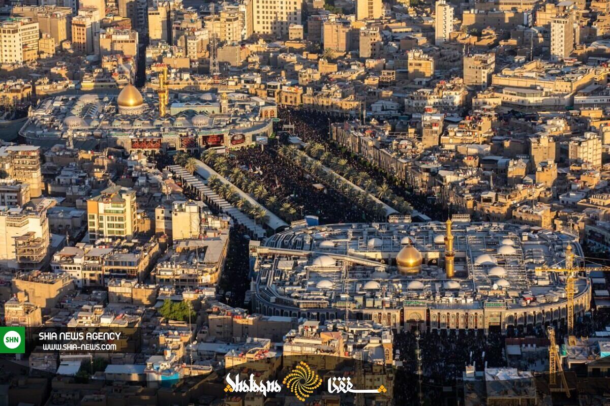 تصاویر هوایی از عظمت راهپیمایی زائران اربعین در کربلای معلی