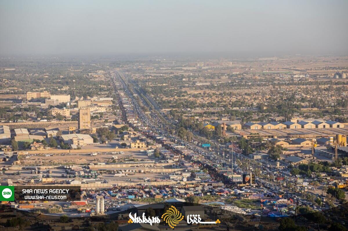 تصاویر هوایی از عظمت راهپیمایی زائران اربعین در کربلای معلی