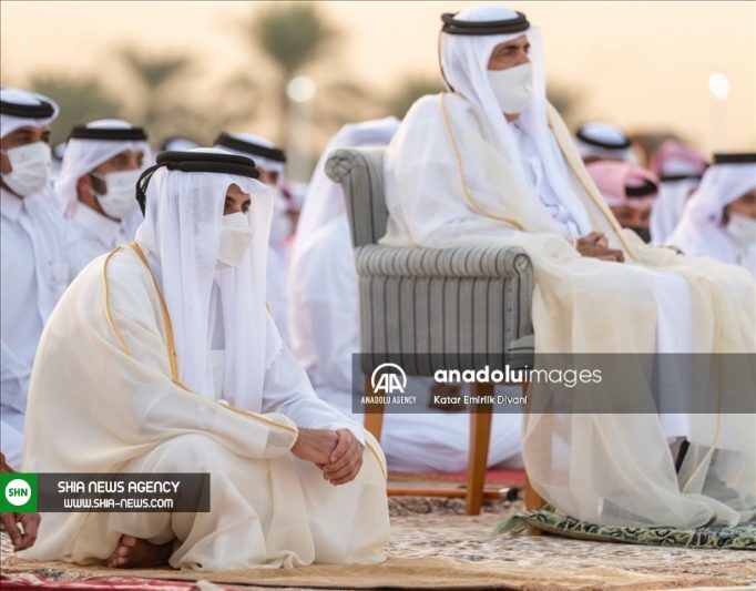 اقامه نماز باران با حضور امیر قطر در دوحه+ تصاویر