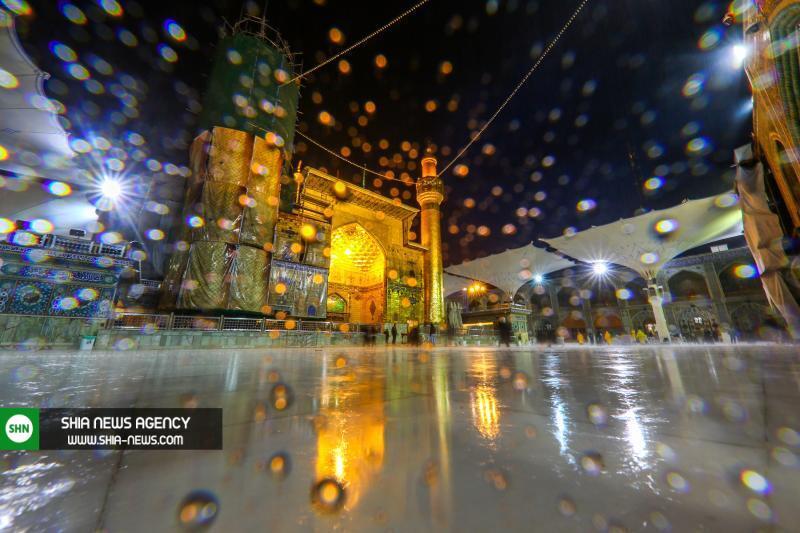 تصاویر زیبا از بارش باران در حرم مطهر امیرالمومنین(ع)