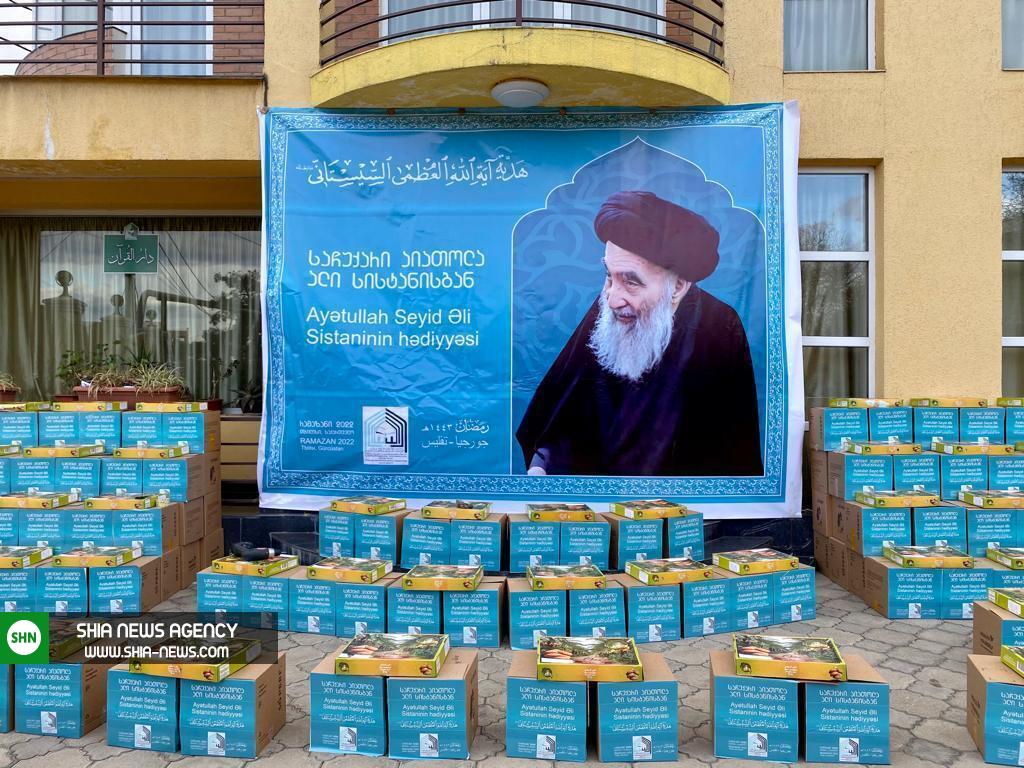 تصاویر/ توزیع صدها بسته مواد غذايی توسط دفتر آیت الله سيستانی در كشور گرجستان