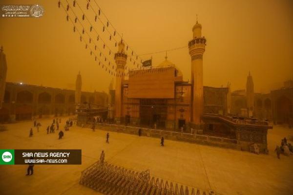 تصاویر/ حرم مطهر امام علی(ع) در امواج گرد و غبار