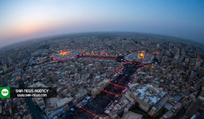 تصاویر هوایی از کربلا در شب عاشورای حسینی
