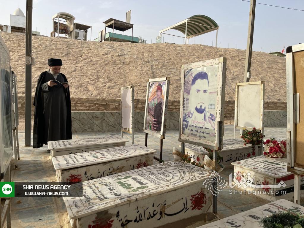 زیارت آیت الله سید محمد رضا سیستانی از مزار شهدای جهاد کفایی + تصاویر