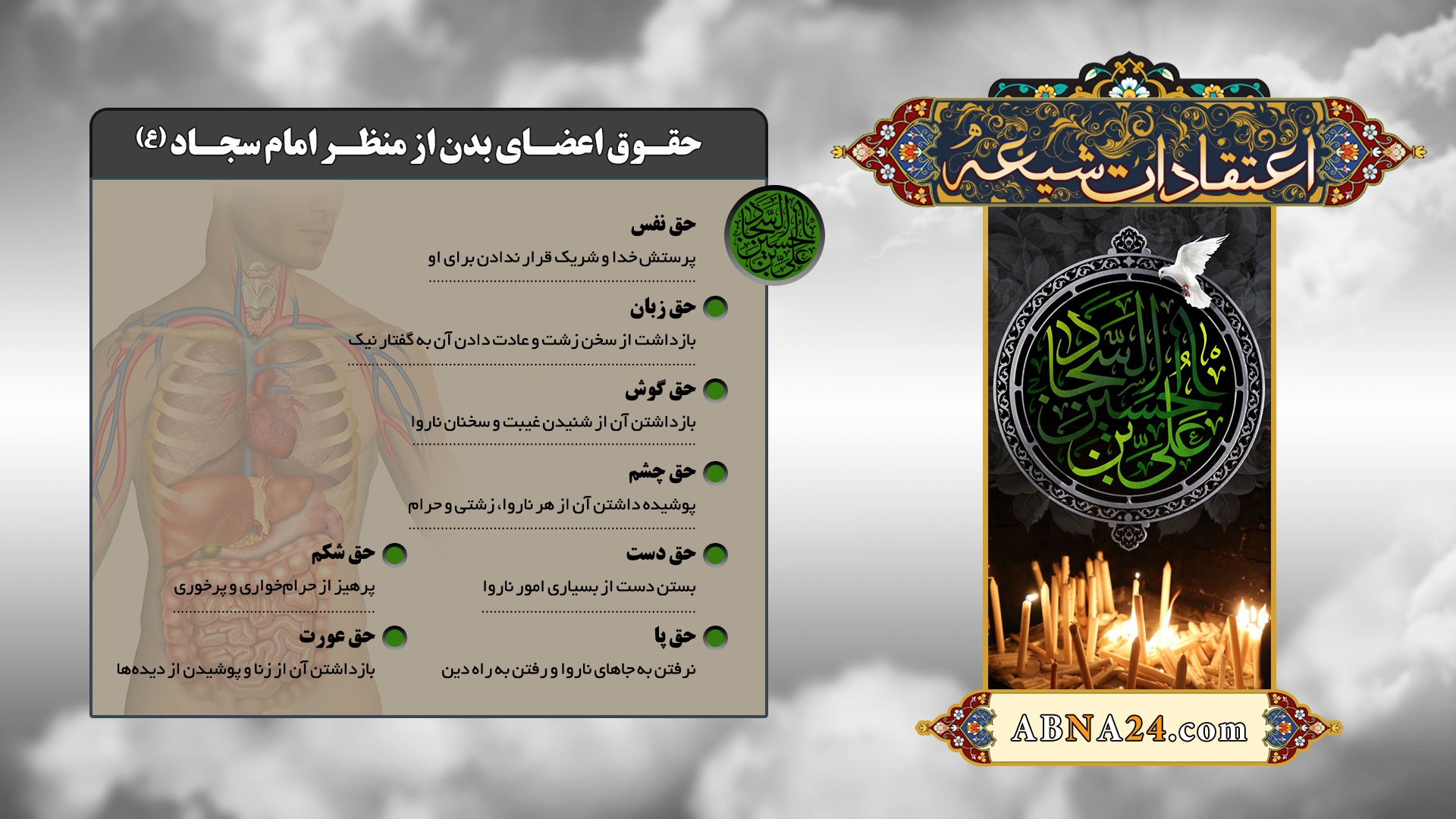 اینفوگرافیک/ حقوق اعضای بدن از منظر امام سجاد علیه السلام