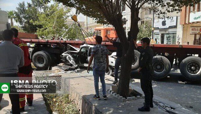 زیر گرفتن طلبکار با تریلی در سمنان + تصویر