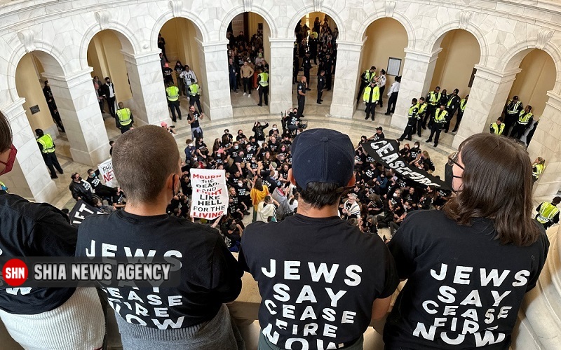 تظاهرات یهودیان در کنگره آمریکا برای درخواست پایان جنگ غزه