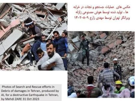 تصاویر هوش مصنوعی از وقوع زلزله ۷ ریشتری در تهران