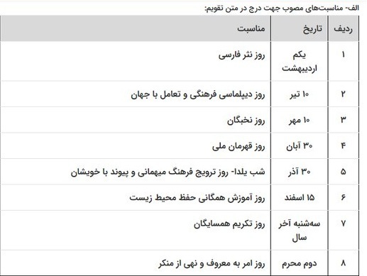 مناسبت جدید به تقویم سال ۱۴۰۳ اضافه شد