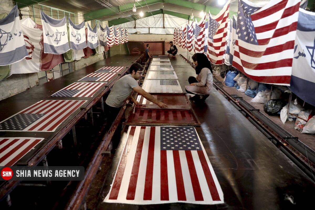 تصویر/ کارخانه تولید پرچم آمریکا در ایران