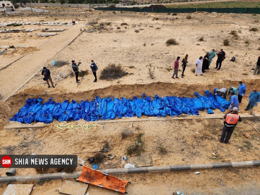 تصاویر| دفن شدن شهدای ناشناس فلسطینی در گور دسته جمعی