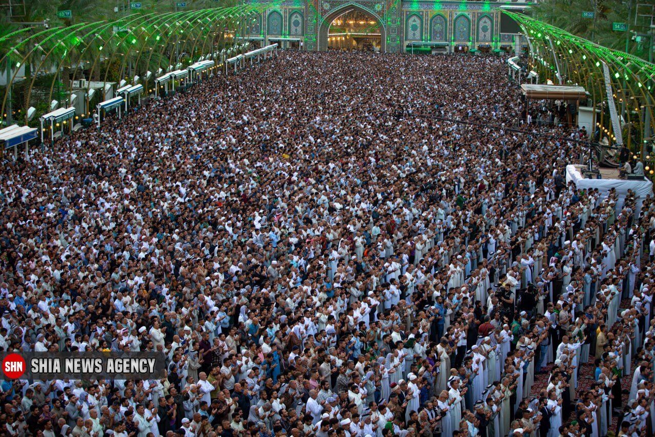 اقامه نماز عید فطر در بین الحرمین کربلا