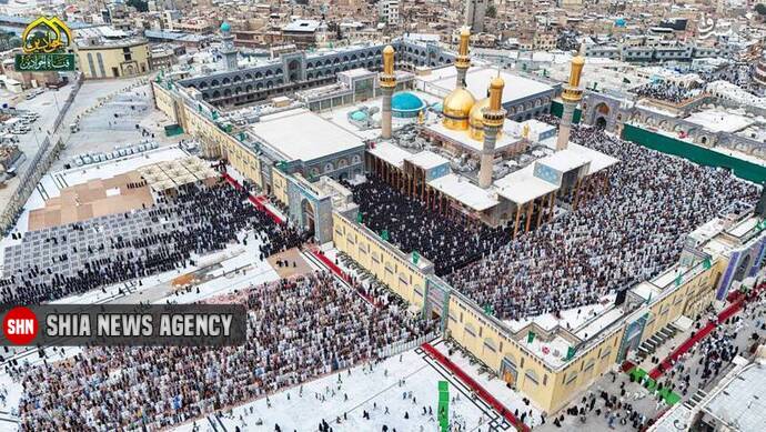 تصاویری از اقامه نماز عید فطر در حرمین کاظمین بغداد