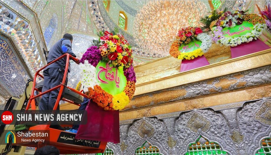 گل‌آرایی حرم امام حسین(ع) به مناسبت میلاد کریم اهل‌بیت(ع)