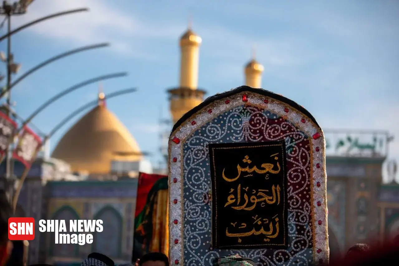 تشییع پیکر نمادین حضرت زینب (س) در کربلای معلی